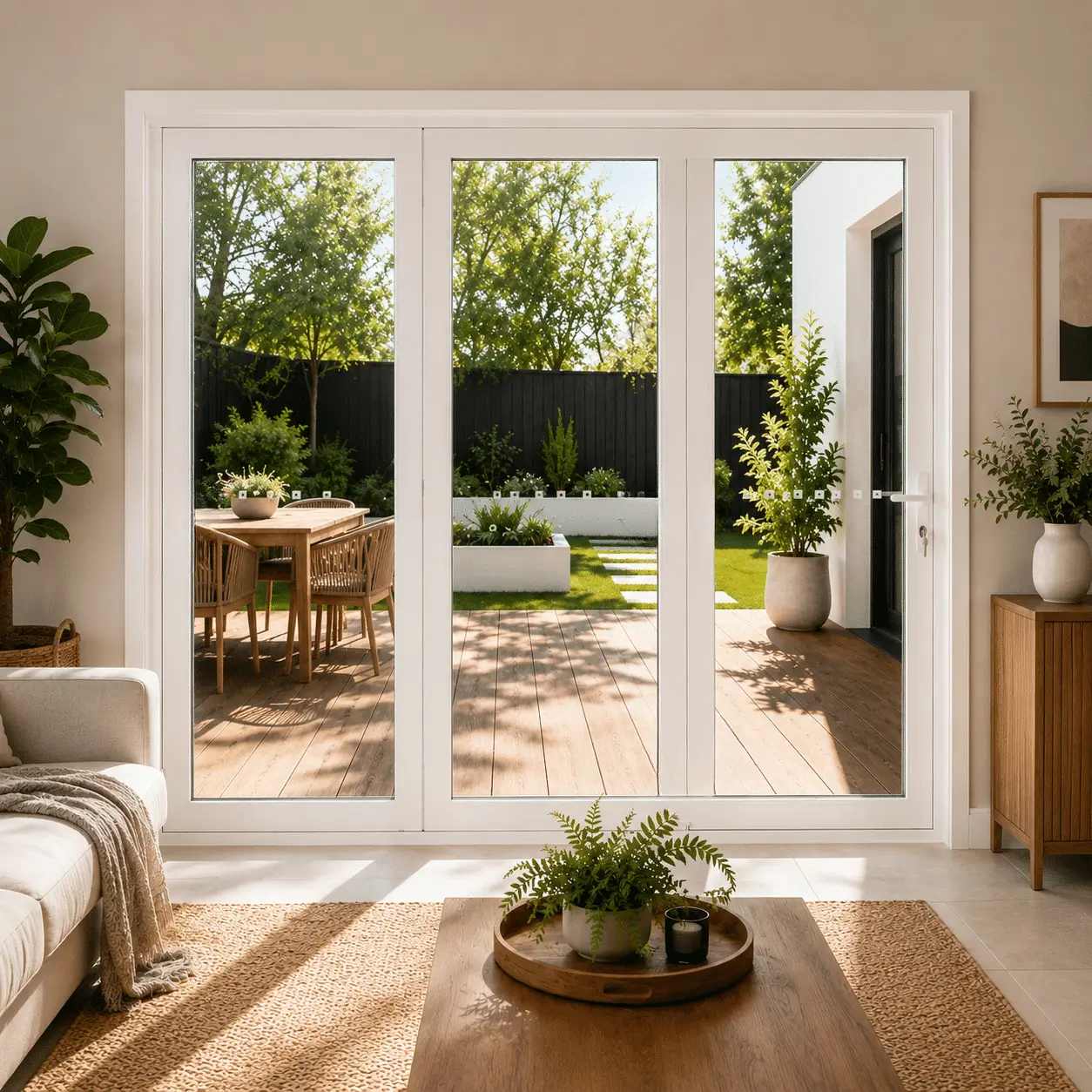 Aluminium Stacking Bifold Doors 3 Panel - White