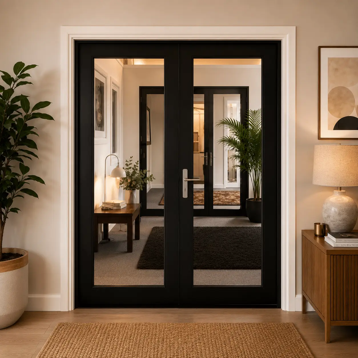 Aluminium French Door 2 Panel - Black